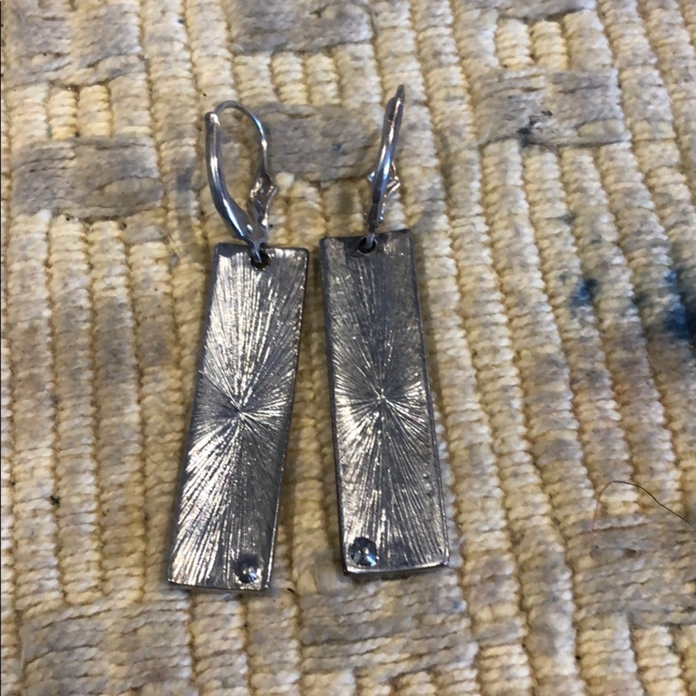 Armani Exchange Silver Rectangle Bar Earrings - image 2